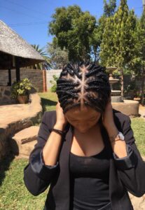 Front view of Nyarie's braiding