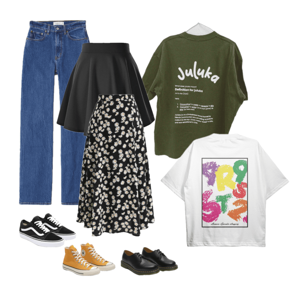 Shoes, Pants, Skirts and T-shirts